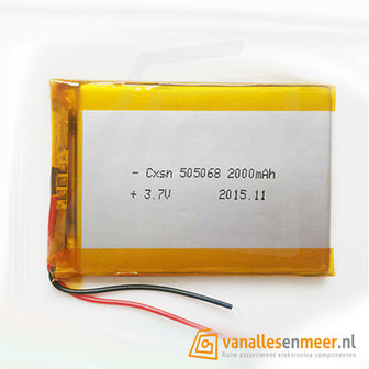 Lithium Ion Polymer batterij - 3,7 V 2000mAh 