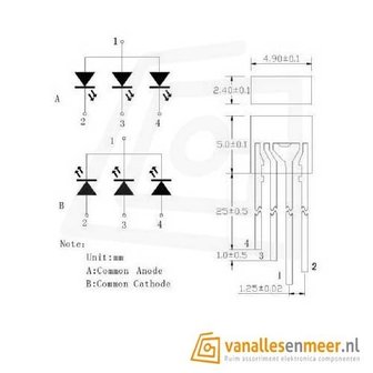 2mmx5mm led RGB rechthoek diffuus C.C.