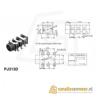 Audio Jack SMD - 3.5mm Female PJ-313D