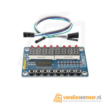 8-Digit Cijferdisplay 7-Segments rood met 8 buttons/LEDs met TM1638 driver