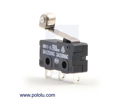 Snap-Action Switch with 16.3mm Roller Lever: 3-Pin, SPDT, 5A Pololu 1404
