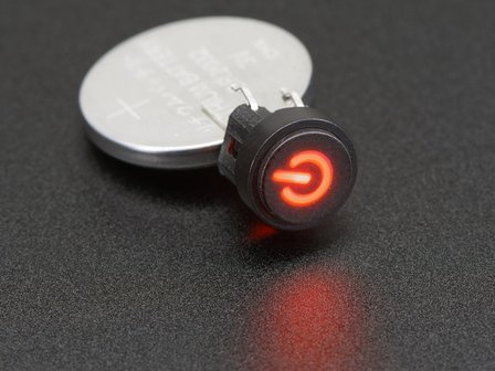 Mini Illuminated Momentary Pushbutton - Red Power Symbol Adafruit 3104