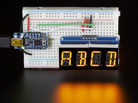 Quad Alphanumeric Display - Yellow 0.54&quot; Digits w/ I2C Backpack Adafruit 2158