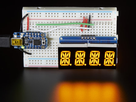 Quad Alphanumeric Display - Yellow 0.54&quot; Digits w/ I2C Backpack Adafruit 2158