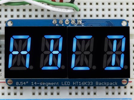 Quad Alphanumeric Display - Blue 0.54&quot; Digits w/ I2C Backpack Adafruit 1912