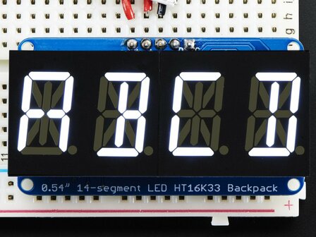 Quad Alphanumeric Display - White 0.54&quot; Digits w/ I2C Backpack Adafruit 2157