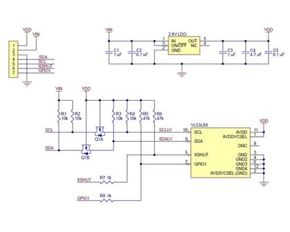 VL53L0X Time-of-Flight Distance Sensor Carrier with Voltage Regulator, 200cm Max Pololu 2490