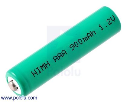Rechargeable NiMH AAA Battery: 1.2 V, 900 mAh, 1 cell  Pololu 1002
