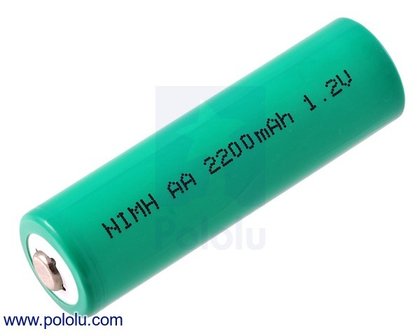 Rechargeable NiMH AA Battery: 1.2 V, 2200 mAh, 1 cell  Pololu 1003