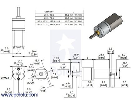 4156:1 Metal Gearmotor 20Dx44L mm 6V with Extended Motor Shaft Pololu 3468