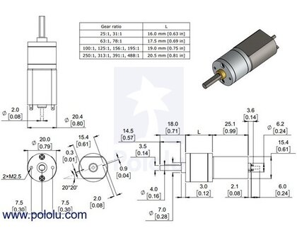 100:1 Metal Gearmotor 20Dx44L mm 6V with Extended Motor Shaft  Pololu 3466