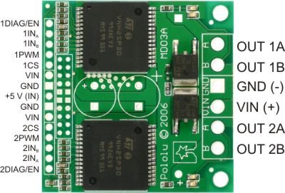 Dual VNH3SP30 Motor Driver Carrier MD03A Pololu 707