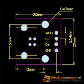 USB naar dip adapter 4pin Type A Female