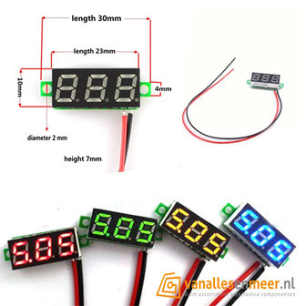 0,28Inch Voltmeter met display 2.5V-30V 