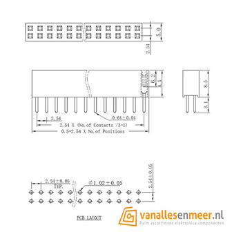 Header female 2x2 pitch 2.0mm 