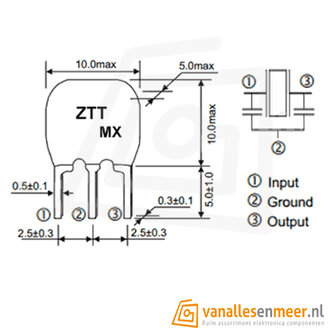 Ceramic resonator 12MHz 3 pin ZTT 12MHZ