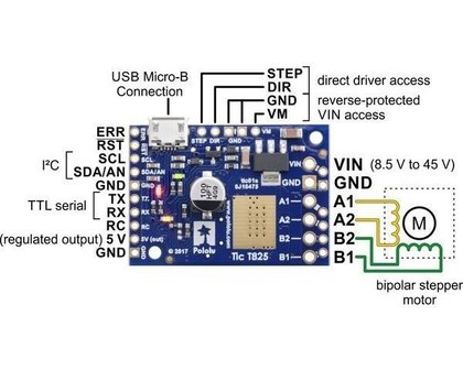 Tic T825 USB Multi-Interface Stepper Motor Controller Pololu 3131