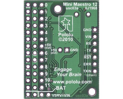 Mini Maestro 24-Channel USB Servo Controller (Partial Kit) Pololu 1357