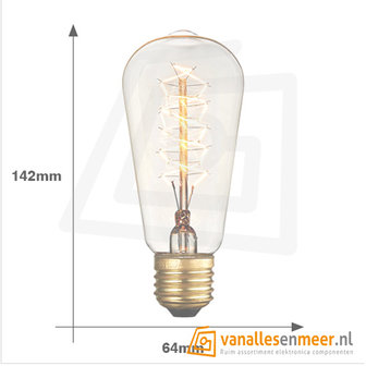 Retro Edison vintage gloeilamp E27  ST64 Spiral