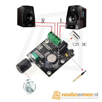 PAM8610 2x15W Audio Versterker Mini 12V compleet