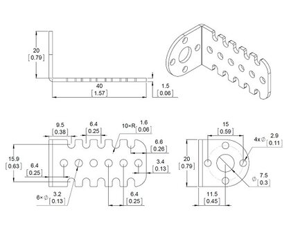 20D mm Metal Gearmotor Bracket Pair Pololu 1138