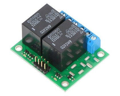 Basic 2-Channel SPDT Relay Carrier 12VDC Relays (Assembled) Pololu 2487