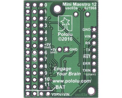 Mini Maestro 18-Channel USB Servo Controller (Partial Kit) Pololu 1355