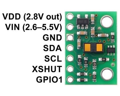 VL53L1X Time-of-Flight Distance Sensor Carrier with Voltage Regulator, 400cm Max Pololu 3415