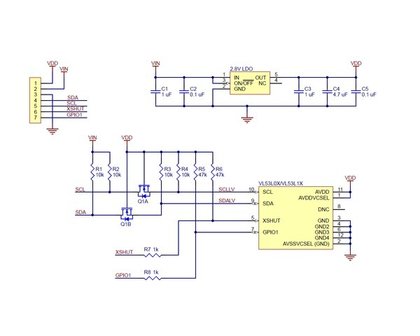 VL53L1X Time-of-Flight Distance Sensor Carrier with Voltage Regulator, 400cm Max Pololu 3415