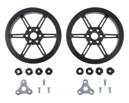 Multi-Hub Wheel for 3mm  4mm Shafts - 80&times;10mm, Black, 2-pack  Pololu 3690