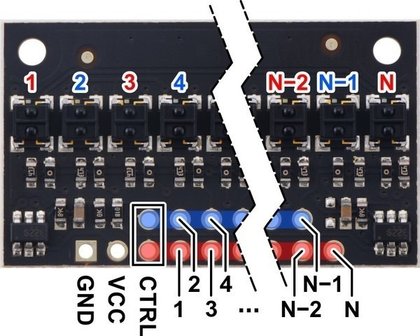 QTRX-HD-31A Reflectiesensor Array: 31-kanaals, 4 mm, analoge, lage stroom  Pololu 4431