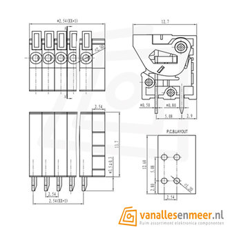 Terminal 2-voudig  pitch 2.54mm KF141V 2p