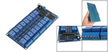 Relais board 16-kanaals 12V 