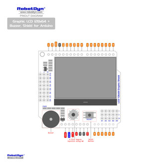 LCD 128x64 Buzzer Shield voor Arduino Uno, Mega 2560, Leonardo RobotDyn