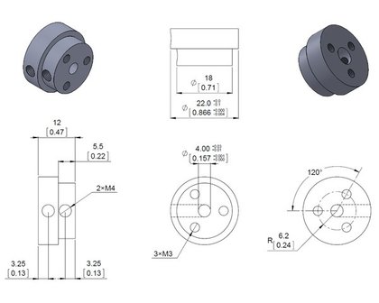 Aluminum Scooter Wheel Adapter for 4mm Shaft  Pololu 2672