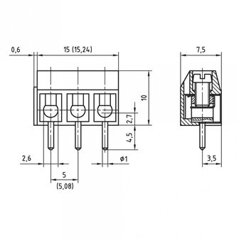 Schroefterminal 2-voudig recht pitch 5.08mm KF301