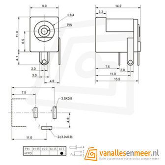 Jack socket 5.5 X 2.1 mm 5.5x2.1 DC-005