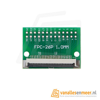 FPC/FFC flat cable PCB 26P 1mm met connector 