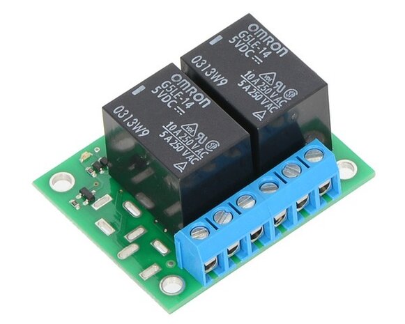 Basic 2-Channel SPDT Relay Carrier with 5VDC Relays (Assembled) Pololu 2485