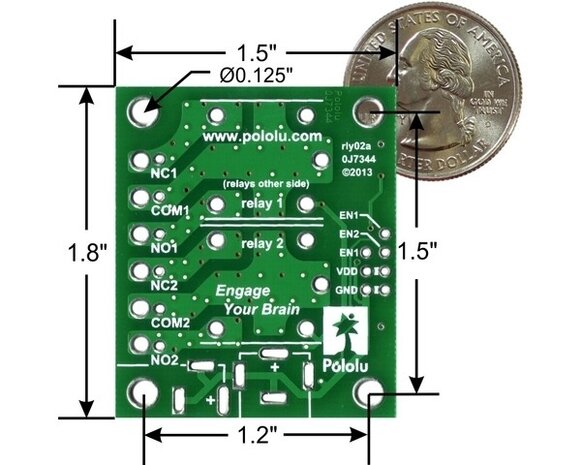 Basic 2-Channel SPDT Relay Carrier with 5VDC Relays (Assembled) Pololu 2485