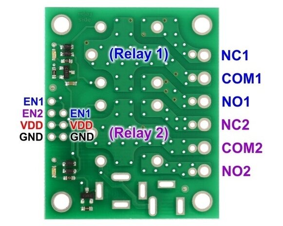 Basic 2-Channel SPDT Relay Carrier with 5VDC Relays (Assembled) Pololu 2485