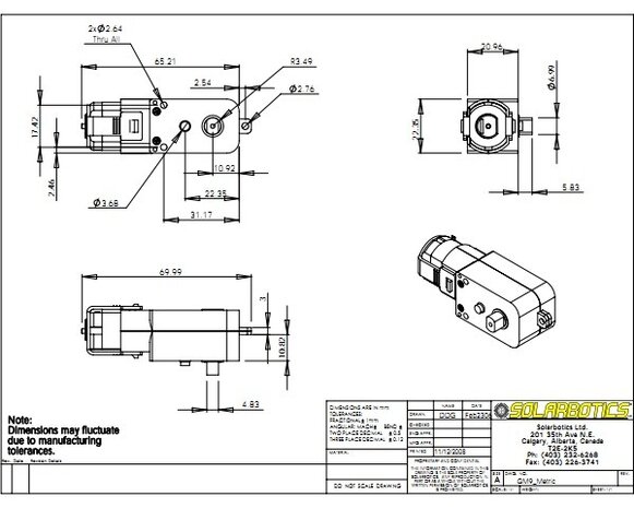 Solarbotics GM9 143:1 Gear Motor 90 deg. Output Pololu 188