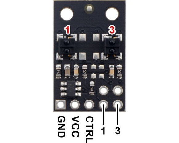 QTRX-MD-02RC Reflectance Sensor Array: 2-Channel, 8mm Pitch, RC Output, Low Current Pololu 4342