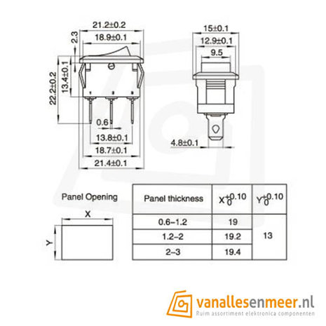 Tuimelschakelaar KCD1-101 on-off 