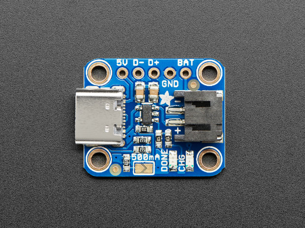 Micro-Lipo Charger for LiPoly Batt with USB Type C Jack Adafruit 4410