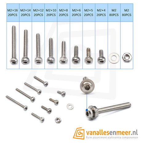 304 rvs m2  assortiment doos 320 stuks