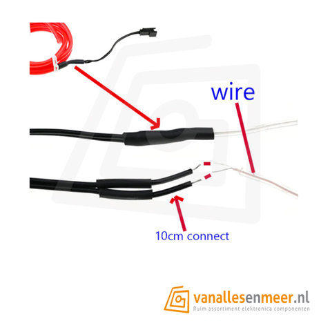 EL-wire connector kabel Male 10cm