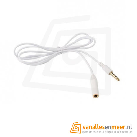 Audio TRRS 4-polige Jack 3,5mm verlengkabel 1m wit