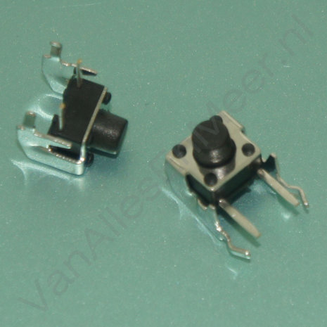 7x7x6mm Drukknop microswitch 4 pins haaks