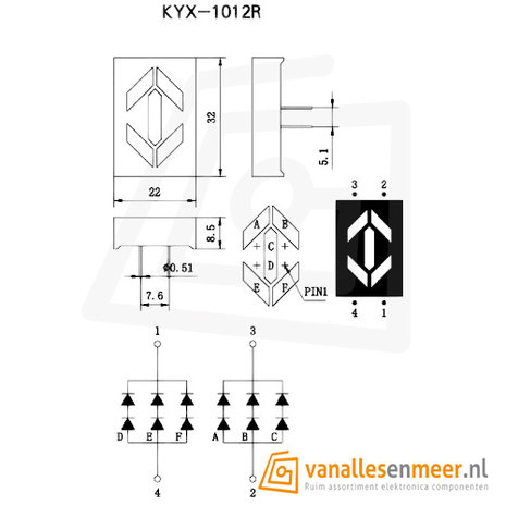 Led Display Dubbele Pijl Kleur Rood kyx-1012r